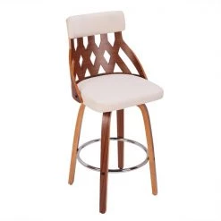 Lumisource York Counter Stool in Walnut and Cream -Kitchen & Dining Furniture Sales Store LumiSource20LLC B26xxYRKxxWLxxCRxxxx6xxxx42a363