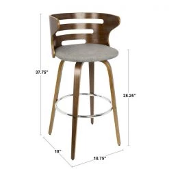 Lumisource Cosini Barstool in Walnut and Grey Fabric, PK 2 -Kitchen & Dining Furniture Sales Store LumiSource20LLC B30xxCOSNIRxxWLGY2xxDIMxxa4ecbd