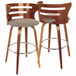 Lumisource Cosini Barstool in Walnut and Grey Fabric, PK 2 -Kitchen & Dining Furniture Sales Store LumiSource20LLC B30xxCOSNIRxxWLGY2xxxx2xxxxf066b9