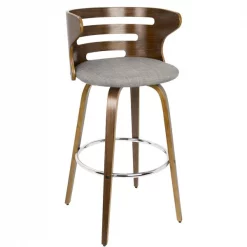 Lumisource Cosini Barstool in Walnut and Grey Fabric, PK 2 -Kitchen & Dining Furniture Sales Store LumiSource20LLC B30xxCOSNIRxxWLGY2xxxx3xxxx8fa603