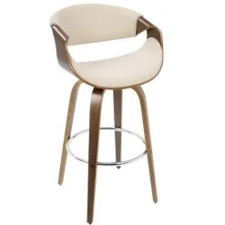 Lumisource Curvini Barstool in Walnut Wood and Cream Fabric, PK 2 -Kitchen & Dining Furniture Sales Store LumiSource20LLC B30xxCRVNIRxxWLCR2xxxx3xxxxa438d8