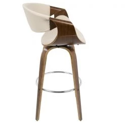 Lumisource Curvini Barstool in Walnut Wood and Cream Fabric, PK 2 -Kitchen & Dining Furniture Sales Store LumiSource20LLC B30xxCRVNIRxxWLCR2xxxx4xxxx70e523