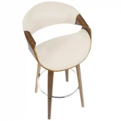 Lumisource Curvini Barstool in Walnut Wood and Cream Fabric, PK 2 -Kitchen & Dining Furniture Sales Store LumiSource20LLC B30xxCRVNIRxxWLCR2xxxx8xxxx086b84