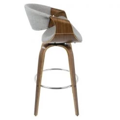 Lumisource Curvini Barstool in Walnut Wood and Grey Fabric, PK 2 -Kitchen & Dining Furniture Sales Store LumiSource20LLC B30xxCRVNIRxxWLGY2xxxx4xxxx0a7d19