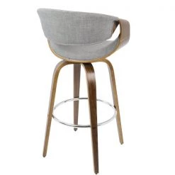 Lumisource Curvini Barstool in Walnut Wood and Grey Fabric, PK 2 -Kitchen & Dining Furniture Sales Store LumiSource20LLC B30xxCRVNIRxxWLGY2xxxx5xxxx59ba98