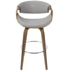 Lumisource Curvini Barstool in Walnut Wood and Grey Fabric, PK 2 -Kitchen & Dining Furniture Sales Store LumiSource20LLC B30xxCRVNIRxxWLGY2xxxx7xxxx2bc514