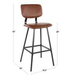 Lumisource Foundry Barstool in Black Metal, Cognac Faux Leather, PK 2 -Kitchen & Dining Furniture Sales Store LumiSource20LLC B30xxFNDYxxBKxxCG2xxDIMxx92c078