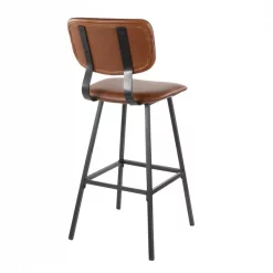 Lumisource Foundry Barstool in Black Metal, Cognac Faux Leather, PK 2 -Kitchen & Dining Furniture Sales Store LumiSource20LLC B30xxFNDYxxBKxxCG2xxxx4xxxx48991c