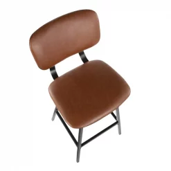 Lumisource Foundry Barstool in Black Metal, Cognac Faux Leather, PK 2 -Kitchen & Dining Furniture Sales Store LumiSource20LLC B30xxFNDYxxBKxxCG2xxxx7xxxx640145