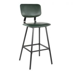 Lumisource Foundry Barstool in Black Metal, Green Faux Leather, PK 2 -Kitchen & Dining Furniture Sales Store LumiSource20LLC B30xxFNDYxxBKxxGN2xxxx2xxxxab2020