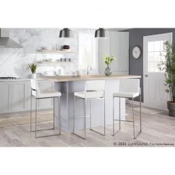 Lumisource Fuji High Back Barstool - Set of 2 PR -Kitchen & Dining Furniture Sales Store LumiSource20LLC B30xxFUJIHBxxSSW2xxxx9xxxxe8ce2d