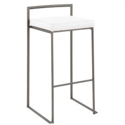 Lumisource Fuji Barstool in Antique and White Faux Leather Cushion, PK 2 -Kitchen & Dining Furniture Sales Store LumiSource20LLC B30xxFUJIxxANxxW2xxxx2xxxx236688