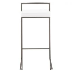Lumisource Fuji Barstool in Antique and White Faux Leather Cushion, PK 2 -Kitchen & Dining Furniture Sales Store LumiSource20LLC B30xxFUJIxxANxxW2xxxx6xxxx5df8f9