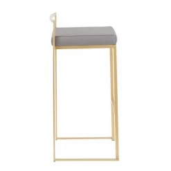 Lumisource Fuji Barstool in Gold with Grey Faux Leather, PK 2 -Kitchen & Dining Furniture Sales Store LumiSource20LLC B30xxFUJIxxAUGY2xxxx3xxxxda49b1