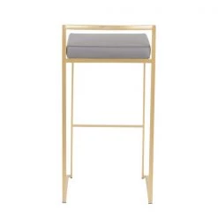 Lumisource Fuji Barstool in Gold with Grey Faux Leather, PK 2 -Kitchen & Dining Furniture Sales Store LumiSource20LLC B30xxFUJIxxAUGY2xxxx5xxxx77815d