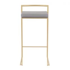 Lumisource Fuji Barstool in Gold with Grey Faux Leather, PK 2 -Kitchen & Dining Furniture Sales Store LumiSource20LLC B30xxFUJIxxAUGY2xxxx6xxxx701479