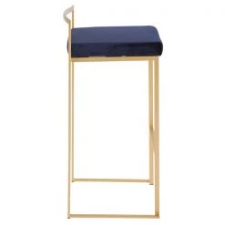 Lumisource Fuji Stackable Barstool in Gold with Blue Velvet Cushion, PK 2 -Kitchen & Dining Furniture Sales Store LumiSource20LLC B30xxFUJIxxAUVBU2xxxx3xxxx855a33