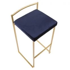 Lumisource Fuji Stackable Barstool in Gold with Blue Velvet Cushion, PK 2 -Kitchen & Dining Furniture Sales Store LumiSource20LLC B30xxFUJIxxAUVBU2xxxx7xxxxd9cd6f