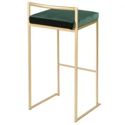 Lumisource Fuji Stackable Barstool in Gold with Green Velvet Cushion, PK 2 -Kitchen & Dining Furniture Sales Store LumiSource20LLC B30xxFUJIxxAUVGN2xxxx4xxxx8a8e49