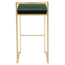 Lumisource Fuji Stackable Barstool in Gold with Green Velvet Cushion, PK 2 -Kitchen & Dining Furniture Sales Store LumiSource20LLC B30xxFUJIxxAUVGN2xxxx5xxxx6541dc
