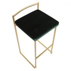 Lumisource Fuji Stackable Barstool in Gold with Green Velvet Cushion, PK 2 -Kitchen & Dining Furniture Sales Store LumiSource20LLC B30xxFUJIxxAUVGN2xxxx7xxxxf91c80