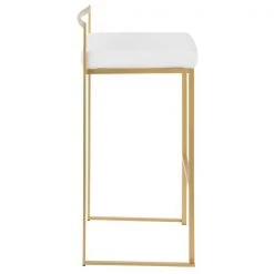Lumisource Fuji Stackable Barstool in Gold with White Velvet Cushion, PK 2 -Kitchen & Dining Furniture Sales Store LumiSource20LLC B30xxFUJIxxAUxxVW2xxxx3xxxxa696a5