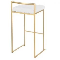 Lumisource Fuji Stackable Barstool in Gold with White Velvet Cushion, PK 2 -Kitchen & Dining Furniture Sales Store LumiSource20LLC B30xxFUJIxxAUxxVW2xxxx4xxxx50273b
