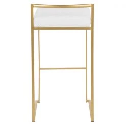Lumisource Fuji Stackable Barstool in Gold with White Velvet Cushion, PK 2 -Kitchen & Dining Furniture Sales Store LumiSource20LLC B30xxFUJIxxAUxxVW2xxxx5xxxx52f6a7