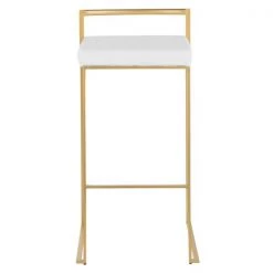 Lumisource Fuji Stackable Barstool in Gold with White Velvet Cushion, PK 2 -Kitchen & Dining Furniture Sales Store LumiSource20LLC B30xxFUJIxxAUxxVW2xxxx6xxxx0a8b85