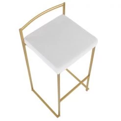 Lumisource Fuji Stackable Barstool in Gold with White Velvet Cushion, PK 2 -Kitchen & Dining Furniture Sales Store LumiSource20LLC B30xxFUJIxxAUxxVW2xxxx7xxxxd4fee4