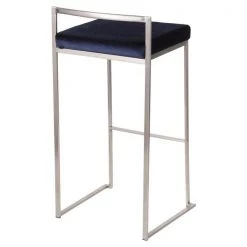 Lumisource Fuji Barstool in Stainless Steel and Blue Velvet Cushion, PK 2 -Kitchen & Dining Furniture Sales Store LumiSource20LLC B30xxFUJIxxVBU2xxxx4xxxxd735a4