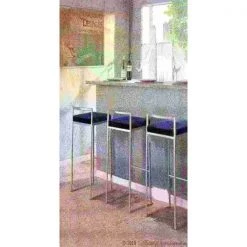 Lumisource Fuji Barstool in Stainless Steel and Blue Velvet Cushion, PK 2 -Kitchen & Dining Furniture Sales Store LumiSource20LLC B30xxFUJIxxVBU2xxxx9xxxxc27d1b