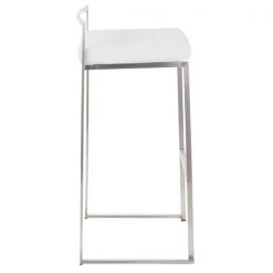 Lumisource Fuji Barstool in Stainless Steel and White Velvet Cushion, PK 2 -Kitchen & Dining Furniture Sales Store LumiSource20LLC B30xxFUJIxxVW2xxxx3xxxx3e6ba0