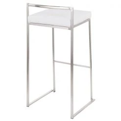 Lumisource Fuji Barstool in Stainless Steel and White Velvet Cushion, PK 2 -Kitchen & Dining Furniture Sales Store LumiSource20LLC B30xxFUJIxxVW2xxxx4xxxx2eb3a7