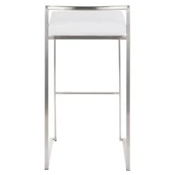 Lumisource Fuji Barstool in Stainless Steel and White Velvet Cushion, PK 2 -Kitchen & Dining Furniture Sales Store LumiSource20LLC B30xxFUJIxxVW2xxxx5xxxxa0b76b