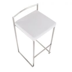 Lumisource Fuji Barstool in Stainless Steel and White Velvet Cushion, PK 2 -Kitchen & Dining Furniture Sales Store LumiSource20LLC B30xxFUJIxxVW2xxxx7xxxx9540d6