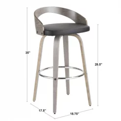 Lumisource Grotto Barstool in Walnut and Cream Faux Leather, PK 2 -Kitchen & Dining Furniture Sales Store LumiSource20LLC B30xxGROTTORxxWLCR2xxDIMxxaa25fa