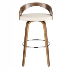 Lumisource Grotto Barstool in Walnut and Cream Faux Leather, PK 2 -Kitchen & Dining Furniture Sales Store LumiSource20LLC B30xxGROTTORxxWLCR2xxxx7xxxx70f0bf