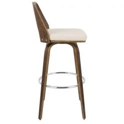 Lumisource Trilogy Barstool in Walnut and Cream Faux Leather, PK 2 -Kitchen & Dining Furniture Sales Store LumiSource20LLC B30xxTRILORxxWLCR2xxxx4xxxx7fd6e7