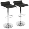 Lumisource Ale Adjustable Swivel Barstool in Black PU Leather, PK 2