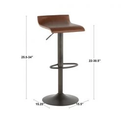 Lumisource Ale Adjustable Swivel Barstool in Brown PU Leather, PK 2 -Kitchen & Dining Furniture Sales Store LumiSource20LLC BSxxALExxBN2xxDIMxx5bfb40