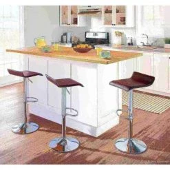 Lumisource Ale Adjustable Swivel Barstool in Brown PU Leather, PK 2 -Kitchen & Dining Furniture Sales Store LumiSource20LLC BSxxALExxBN2xxxx8xxxx3bf2c4