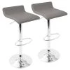 Lumisource Ale Adjustable Swivel Barstool in Grey PU Leather, PK 2