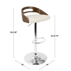 Lumisource Cassis Adjustable Swivel Barstool in Walnut And Cream Faux Leather -Kitchen & Dining Furniture Sales Store LumiSource20LLC BSxxCASSxxWLxxCRxxDIMxx5763cb