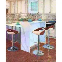 Lumisource Cassis Adjustable Swivel Barstool in Walnut And Cream Faux Leather -Kitchen & Dining Furniture Sales Store LumiSource20LLC BSxxCASSxxWLxxCRxxxx10xxxx09878d