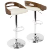 Lumisource Cassis Adjustable Swivel Barstool in Walnut And Cream Faux Leather