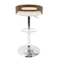 Lumisource Cassis Adjustable Swivel Barstool in Walnut And Cream Faux Leather -Kitchen & Dining Furniture Sales Store LumiSource20LLC BSxxCASSxxWLxxCRxxxx5xxxx3369a1