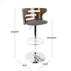 Lumisource Cosi Adjustable Swivel Barstool in Walnut and Grey Faux Leather -Kitchen & Dining Furniture Sales Store LumiSource20LLC BSxxCOSIxxWLxxGYxxDIMxx93a8a2