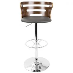 Lumisource Cosi Adjustable Swivel Barstool in Walnut and Grey Faux Leather -Kitchen & Dining Furniture Sales Store LumiSource20LLC BSxxCOSIxxWLxxGYxxxx6xxxxb8965e