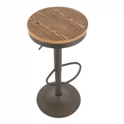 Lumisource Dakota Adjustable Swivel Barstool in Antique Metal and Bamboo, PK 2 -Kitchen & Dining Furniture Sales Store LumiSource20LLC BSxxDAKxxAN2xxxx7xxxx234ca4